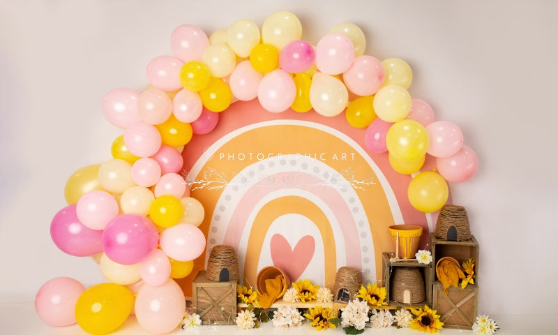 Kate Honey Rainbow Balloons Backdrop for Photography Designed by Jenna Onyia