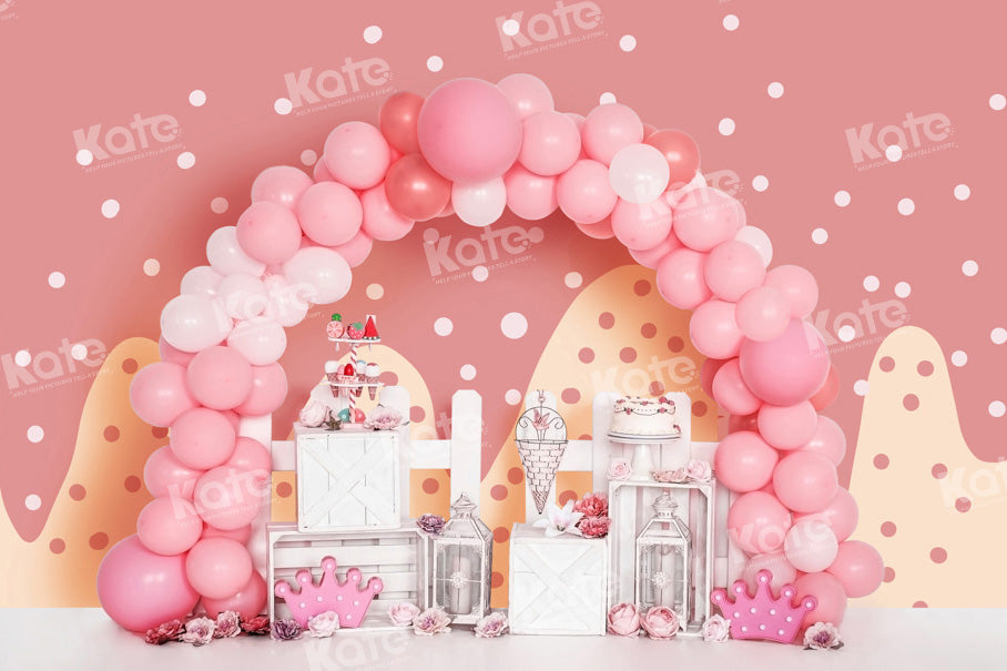 Kate Dessert Pink Balloon Backdrop Birthday Cake Smash Designed by Emetselch