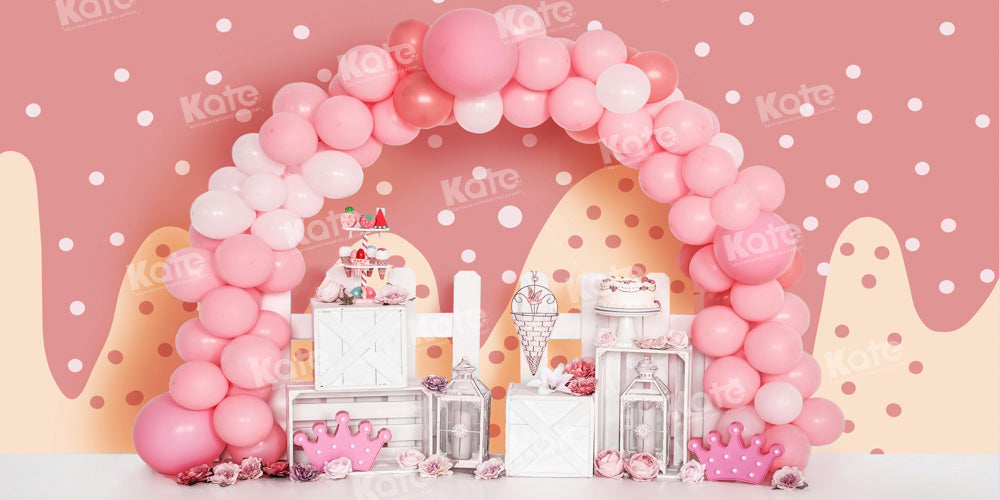 Kate Dessert Pink Balloon Backdrop Birthday Cake Smash Designed by Emetselch