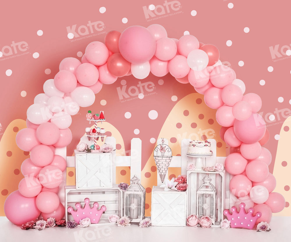 Kate Dessert Pink Balloon Backdrop Birthday Cake Smash Designed by Emetselch