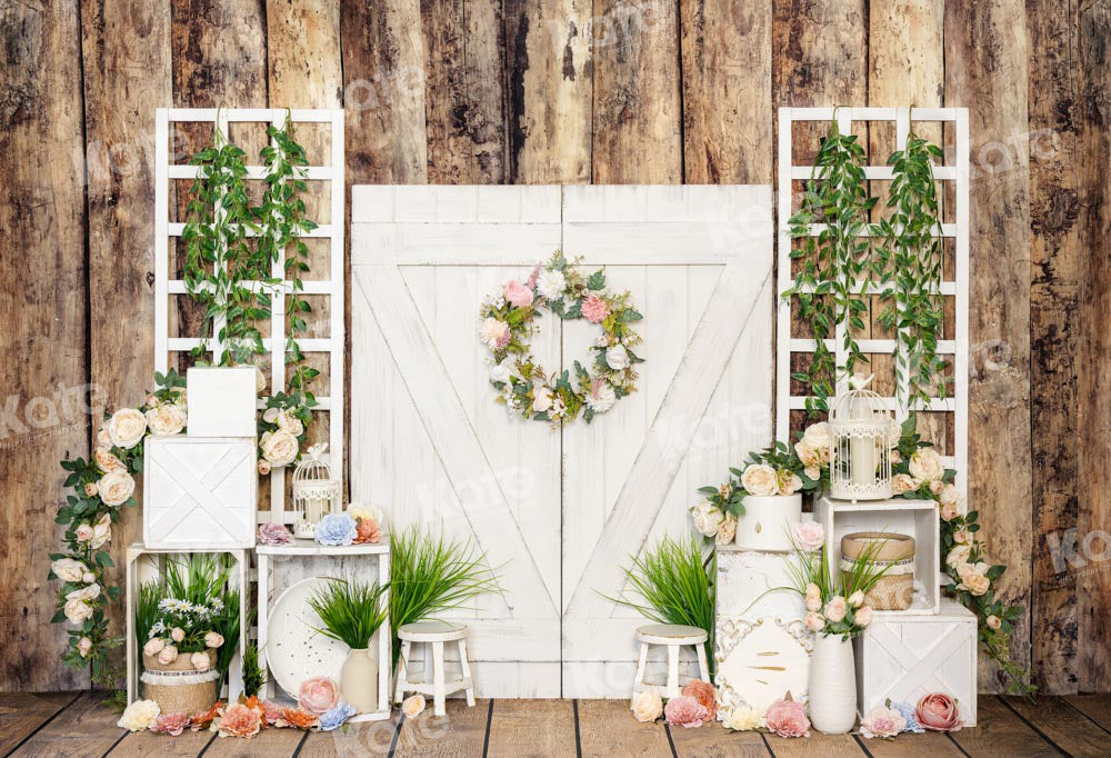 Kate Spring Easter Flower Barn Backdrop for Photography