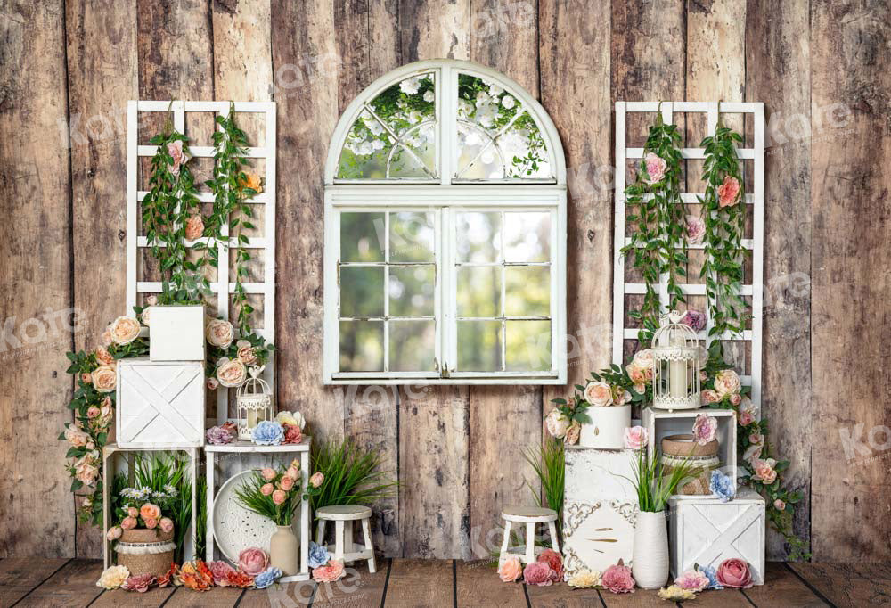 Kate Spring Easter Backdrop Flower Wood for Photography