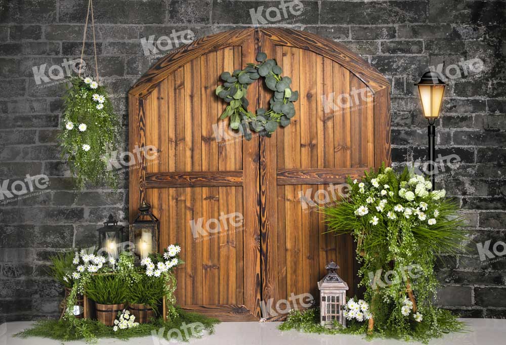 Kate Spring Grassland Backdrop Barn Door for Photography