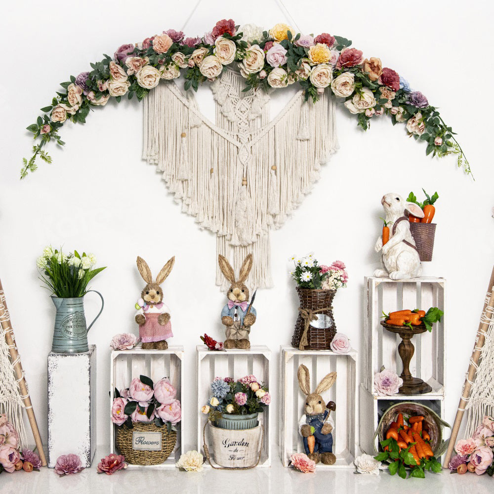 Kate Easter Bunny Backdrop Spring Wreath for Photography