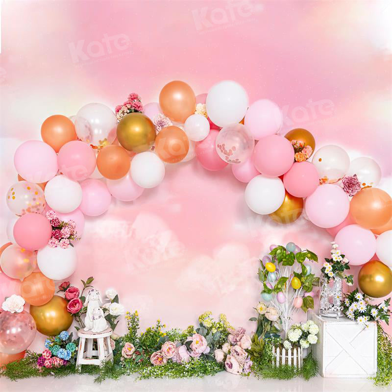 Kate Easter Balloons Pink Backdrop Flower for Photography