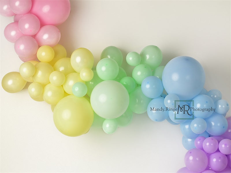 Kate Pastel Rainbow Garland Backdrop Designed by Mandy Ringe Photography