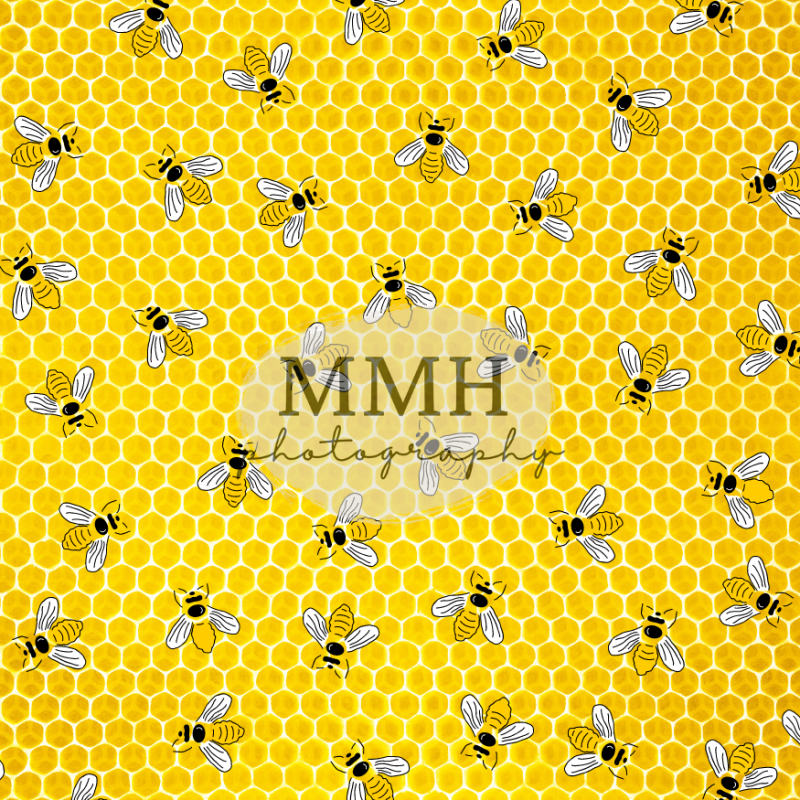 Kate Yellow Bee Pattern Backdrop Designed by Melissa McCraw-Hummer