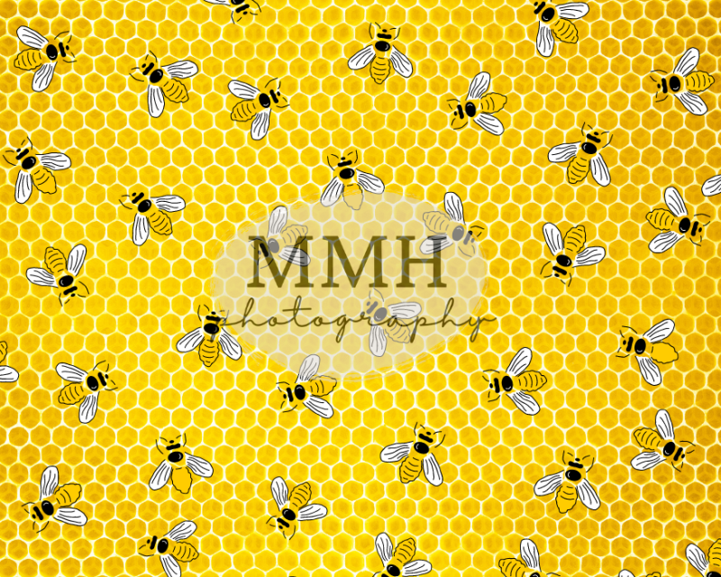 Kate Yellow Bee Pattern Backdrop Designed by Melissa McCraw-Hummer