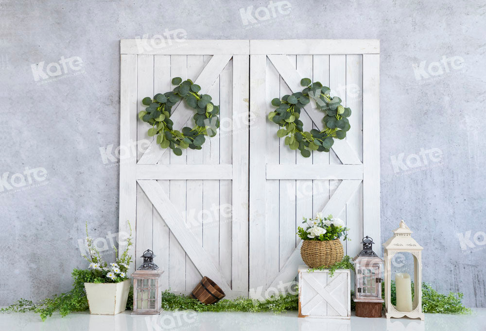 Kate White Barn Door Backdrop Simple Style Designed by Emetselch