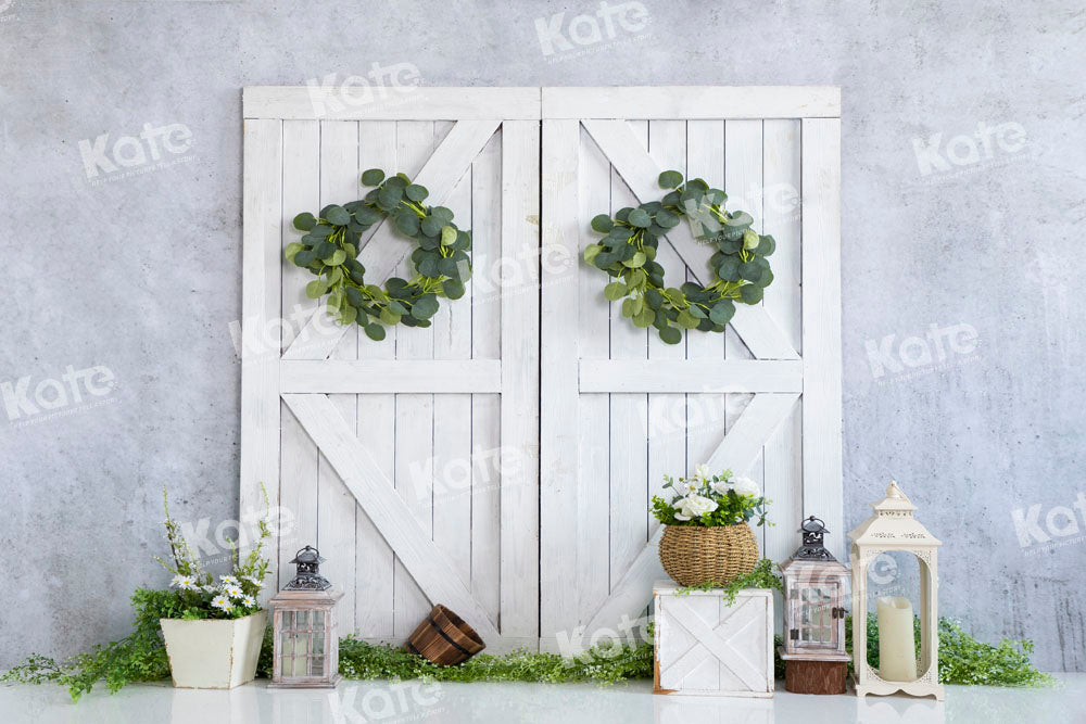 Kate White Barn Door Backdrop Simple Style Designed by Emetselch