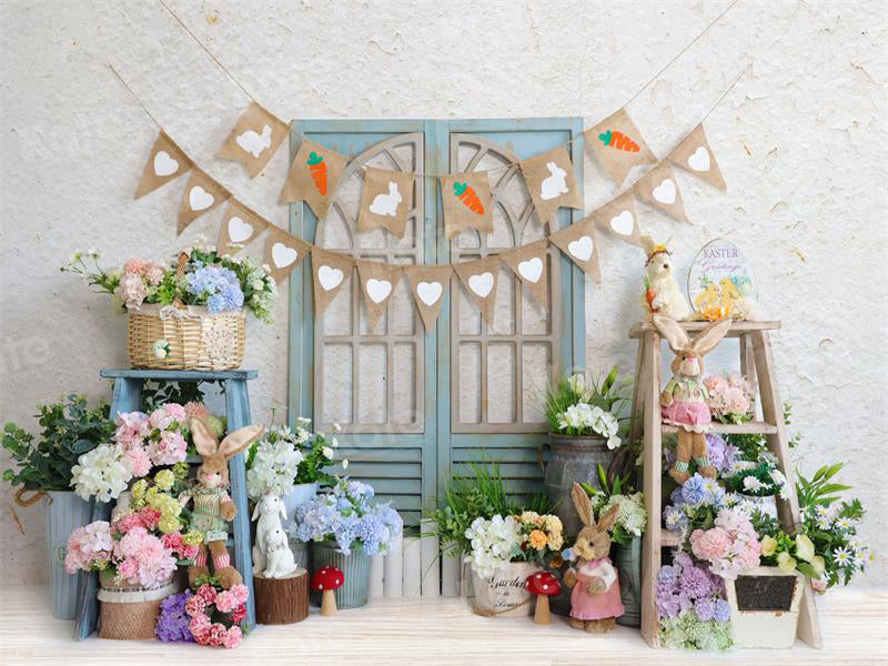 Kate Easter Bunny Backdrop Spring Flower for Photography