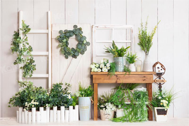 Kate Spring Green Plants Backdrop Wood for Photography