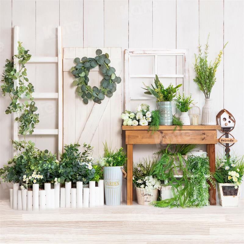 Kate Spring Green Plants Backdrop Wood for Photography