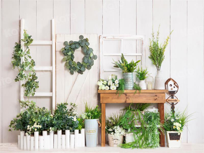 Kate Spring Green Plants Backdrop Wood for Photography