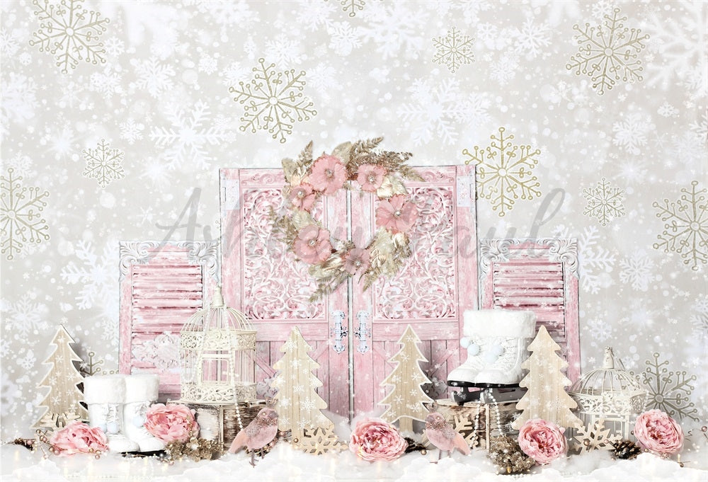 Kate Shabby Pink Winter Backdrop Designed by Ashley Paul