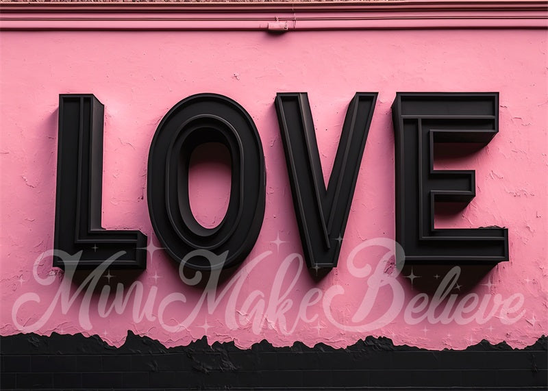 Kate Valentine Backdrop Love Letters Pink Wall Interior with Diamond Hearts Designed by Mini MakeBelieve