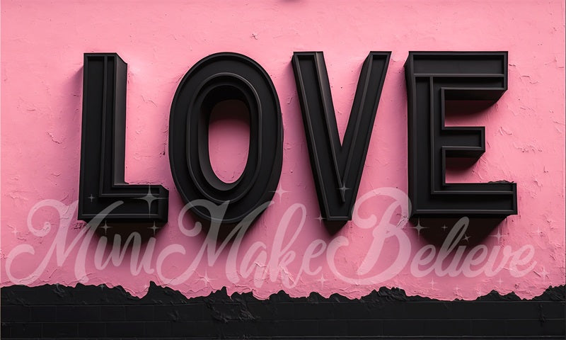 Kate Valentine Backdrop Love Letters Pink Wall Interior with Diamond Hearts Designed by Mini MakeBelieve