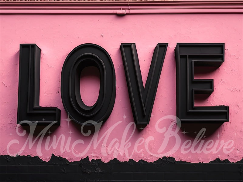 Kate Valentine Backdrop Love Letters Pink Wall Interior with Diamond Hearts Designed by Mini MakeBelieve