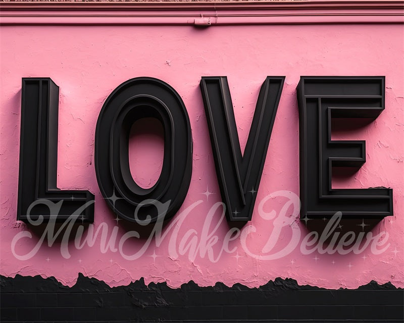 Kate Valentine Backdrop Love Letters Pink Wall Interior with Diamond Hearts Designed by Mini MakeBelieve