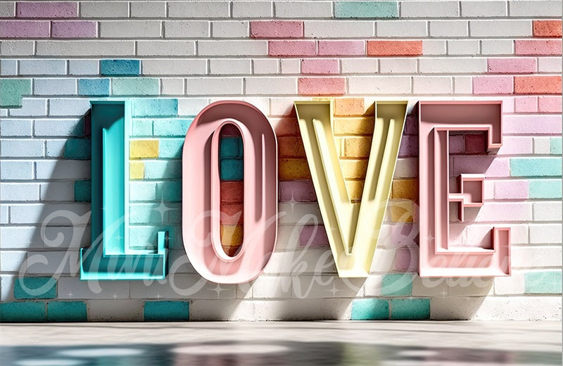 Kate Pastel Metal Love Letters Backdrop Brick Wall Designed by Mini MakeBelieve