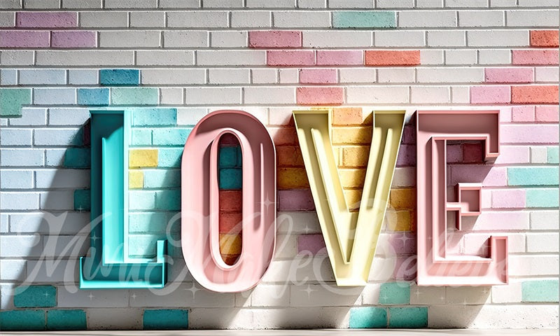 Kate Pastel Metal Love Letters Backdrop Brick Wall Designed by Mini MakeBelieve