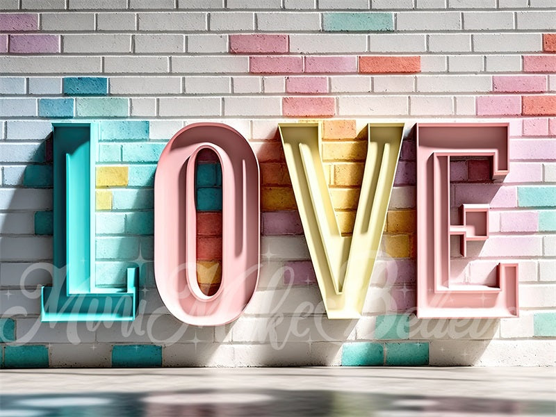 Kate Pastel Metal Love Letters Backdrop Brick Wall Designed by Mini MakeBelieve