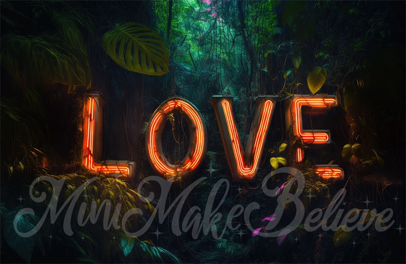 Kate Valentine Jungle Neon Light Backdrop Love Letters Designed by Mini MakeBelieve