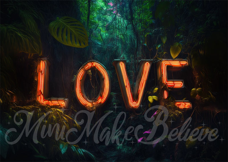 Kate Valentine Jungle Neon Light Backdrop Love Letters Designed by Mini MakeBelieve