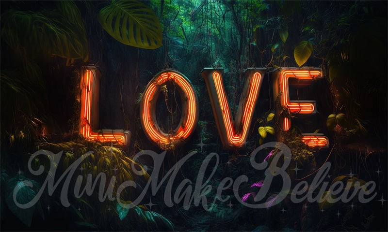 Kate Valentine Jungle Neon Light Backdrop Love Letters Designed by Mini MakeBelieve