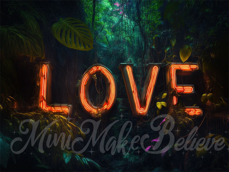 Kate Valentine Jungle Neon Light Backdrop Love Letters Designed by Mini MakeBelieve