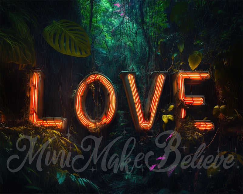 Kate Valentine Jungle Neon Light Backdrop Love Letters Designed by Mini MakeBelieve