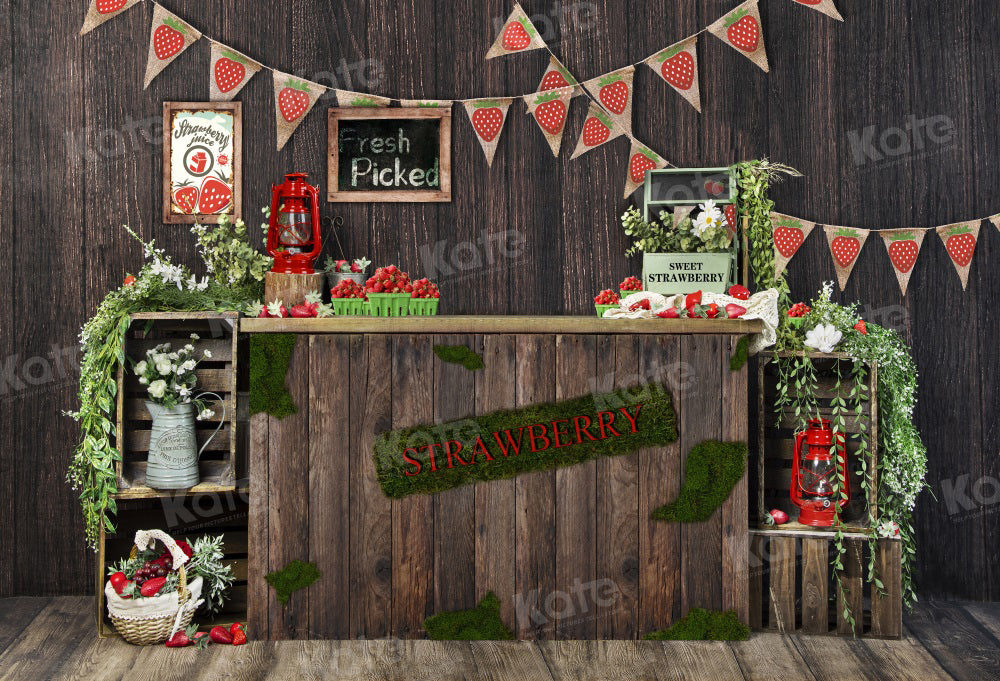 Kate Sweet Strawberry Wood Backdrop for Photography