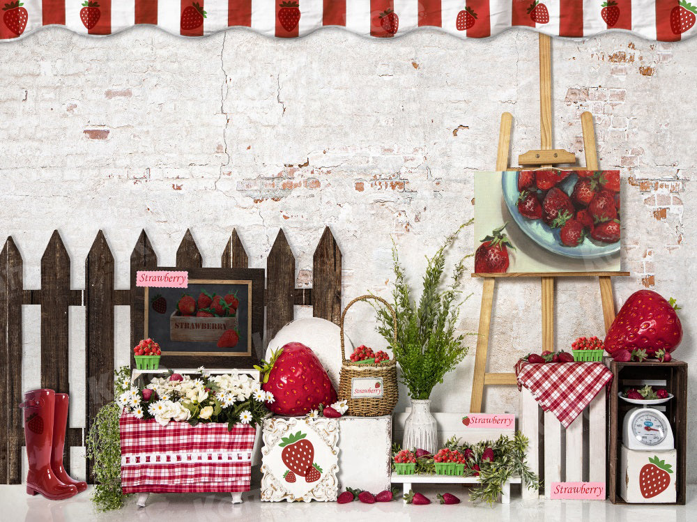 Kate Spring Strawberry Farm Shop Backdrop for Photography