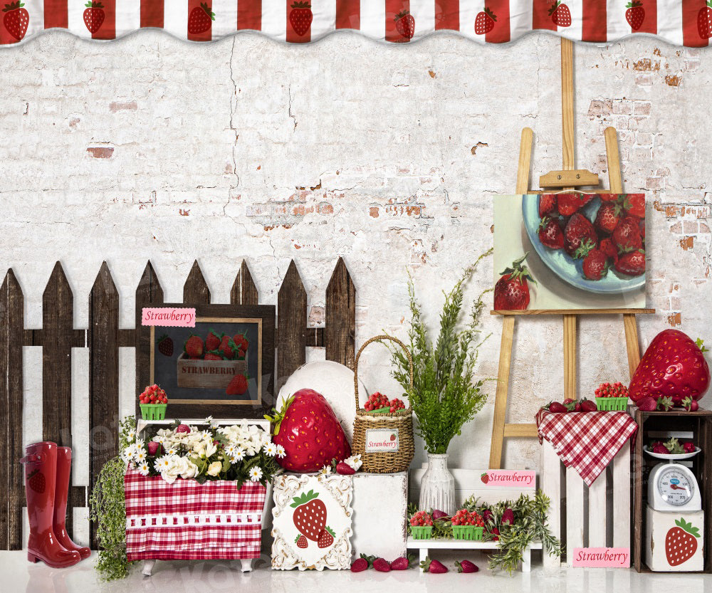 Kate Spring Strawberry Farm Shop Backdrop for Photography