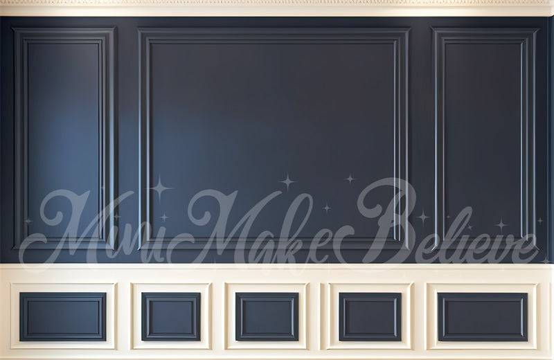 kate Painterly Navy Cream Interior Wall Trim Backdrop Designed by Mini MakeBelieve