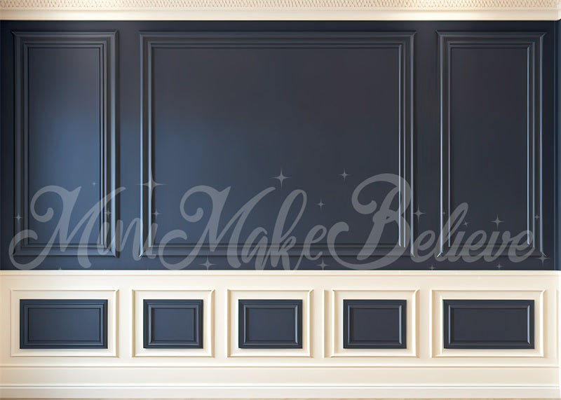 kate Painterly Navy Cream Interior Wall Trim Backdrop Designed by Mini MakeBelieve