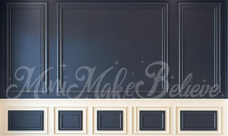 kate Painterly Navy Cream Interior Wall Trim Backdrop Designed by Mini MakeBelieve