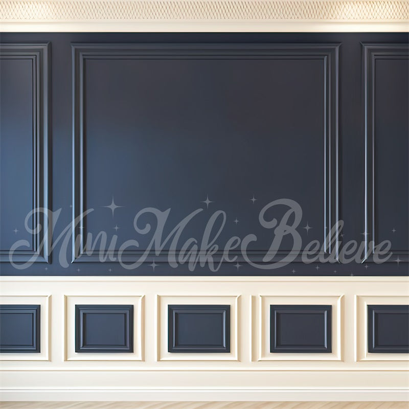 kate Painterly Navy Cream Interior Wall Trim Backdrop Designed by Mini MakeBelieve