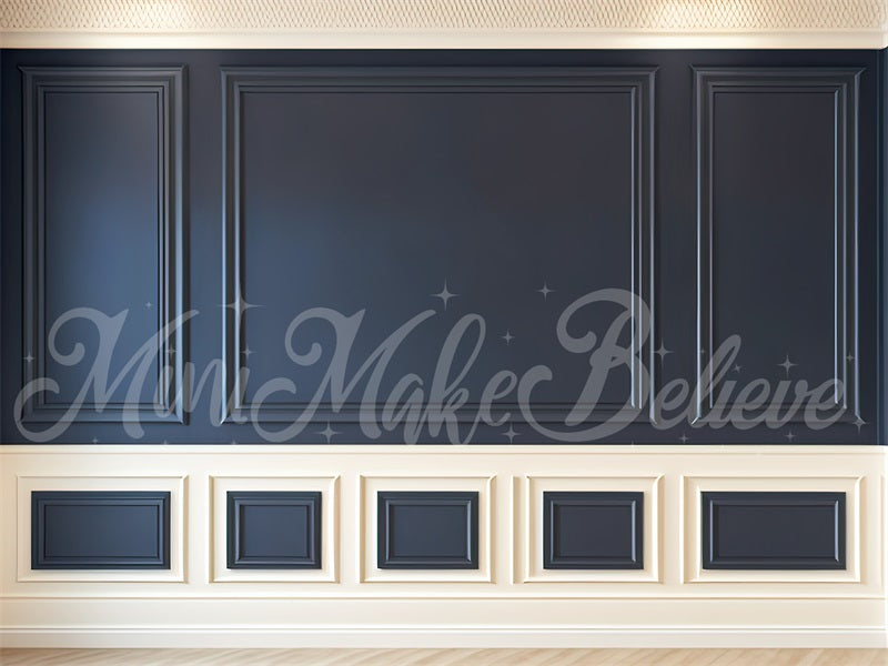 kate Painterly Navy Cream Interior Wall Trim Backdrop Designed by Mini MakeBelieve