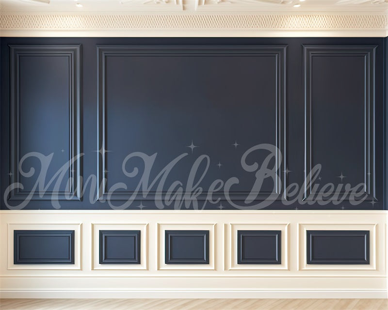 kate Painterly Navy Cream Interior Wall Trim Backdrop Designed by Mini MakeBelieve