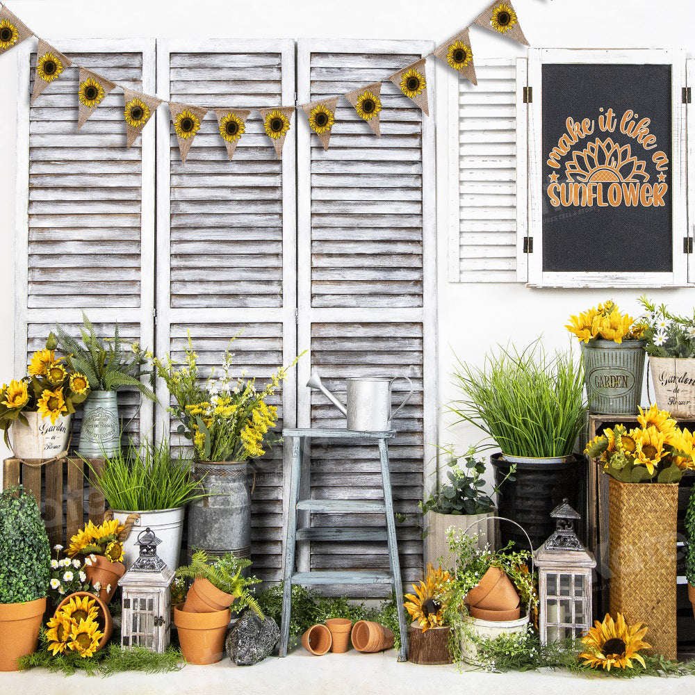 Kate Summer Sunflower Shop Backdrop for Photography