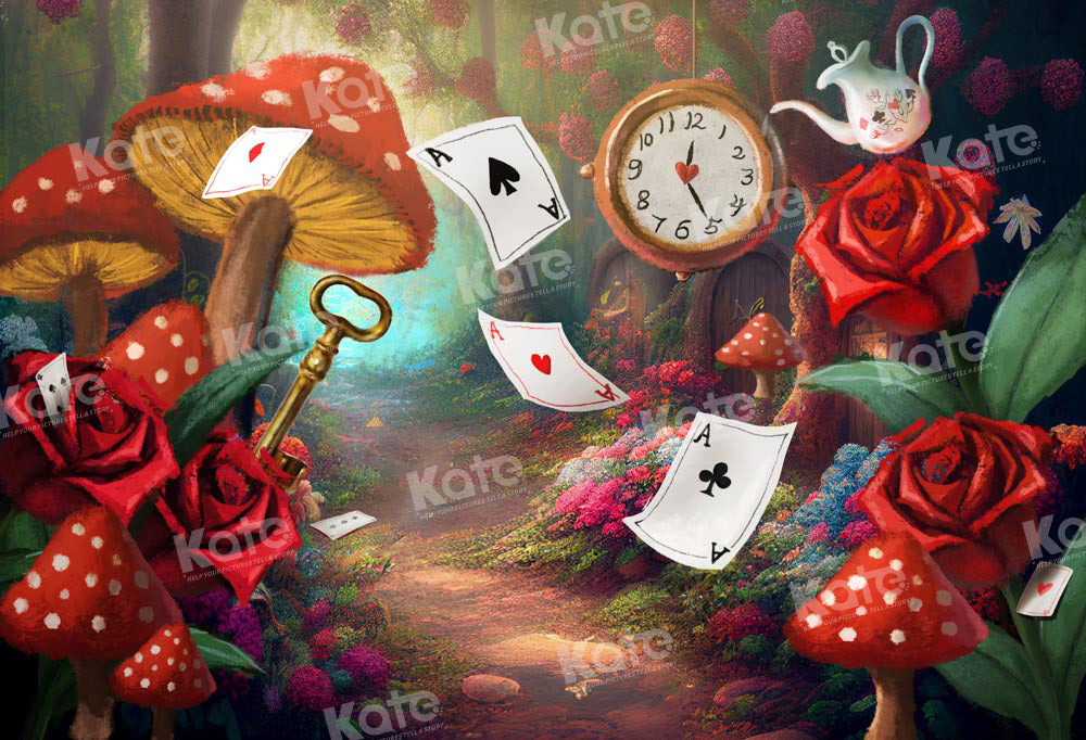 Kate Fantasy Magic World Backdrop Poker Rose Mushroom Designed by Chain Photography