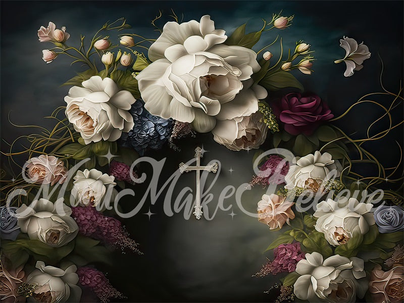 Kate Fine Art Communion Easter Floral Backdrop Designed by Mini MakeBelieve