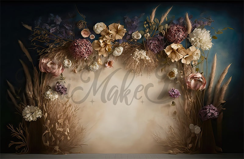 Kate Dried Floral Boho Backdrop Painterly Fine Art Designed by Mini MakeBelieve