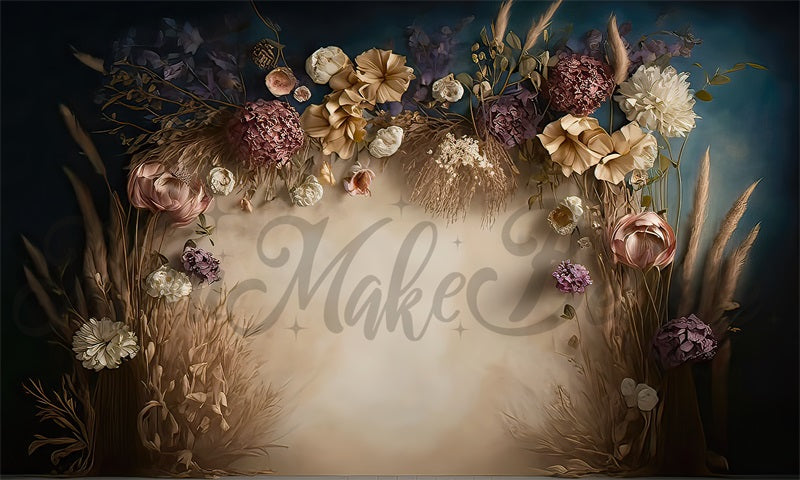 Kate Dried Floral Boho Backdrop Painterly Fine Art Designed by Mini MakeBelieve