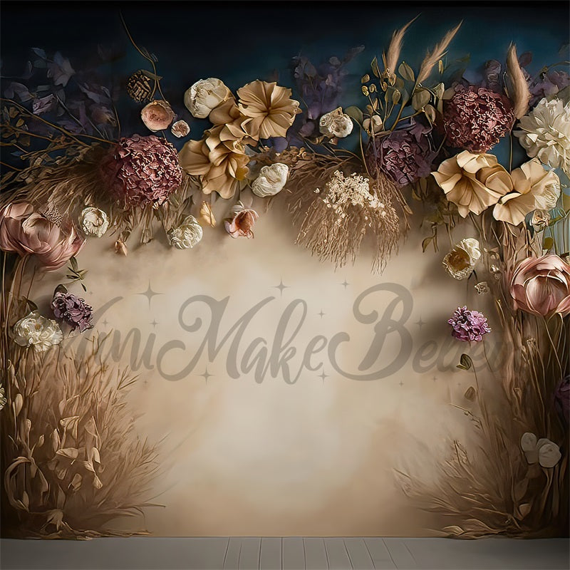 Kate Dried Floral Boho Backdrop Painterly Fine Art Designed by Mini MakeBelieve