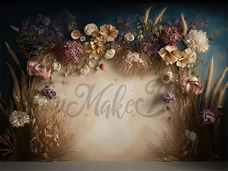 Kate Dried Floral Boho Backdrop Painterly Fine Art Designed by Mini MakeBelieve