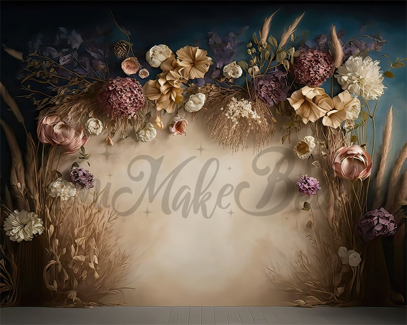 Kate Dried Floral Boho Backdrop Painterly Fine Art Designed by Mini MakeBelieve