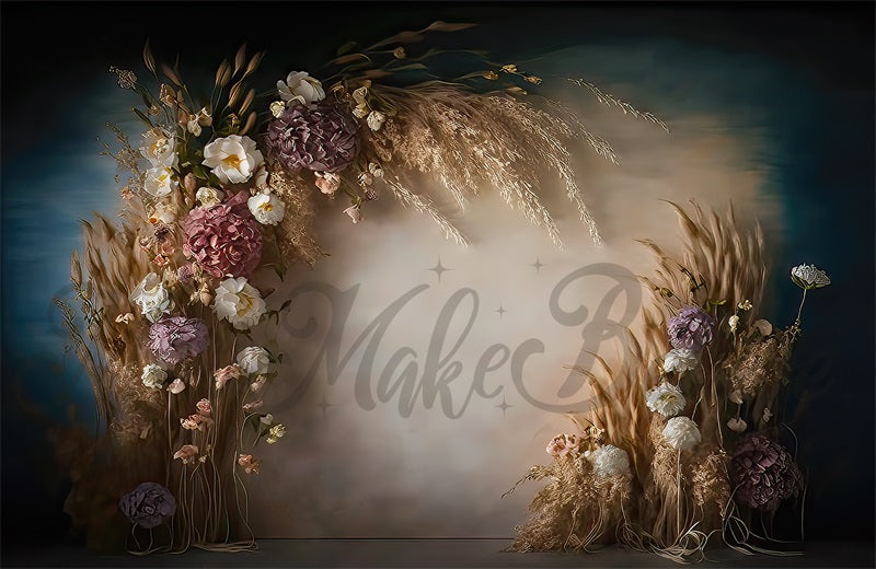 Kate Boho Dried Floral Backdrop Painterly Fine Art Designed by Mini MakeBelieve