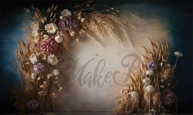 Kate Boho Dried Floral Backdrop Painterly Fine Art Designed by Mini MakeBelieve